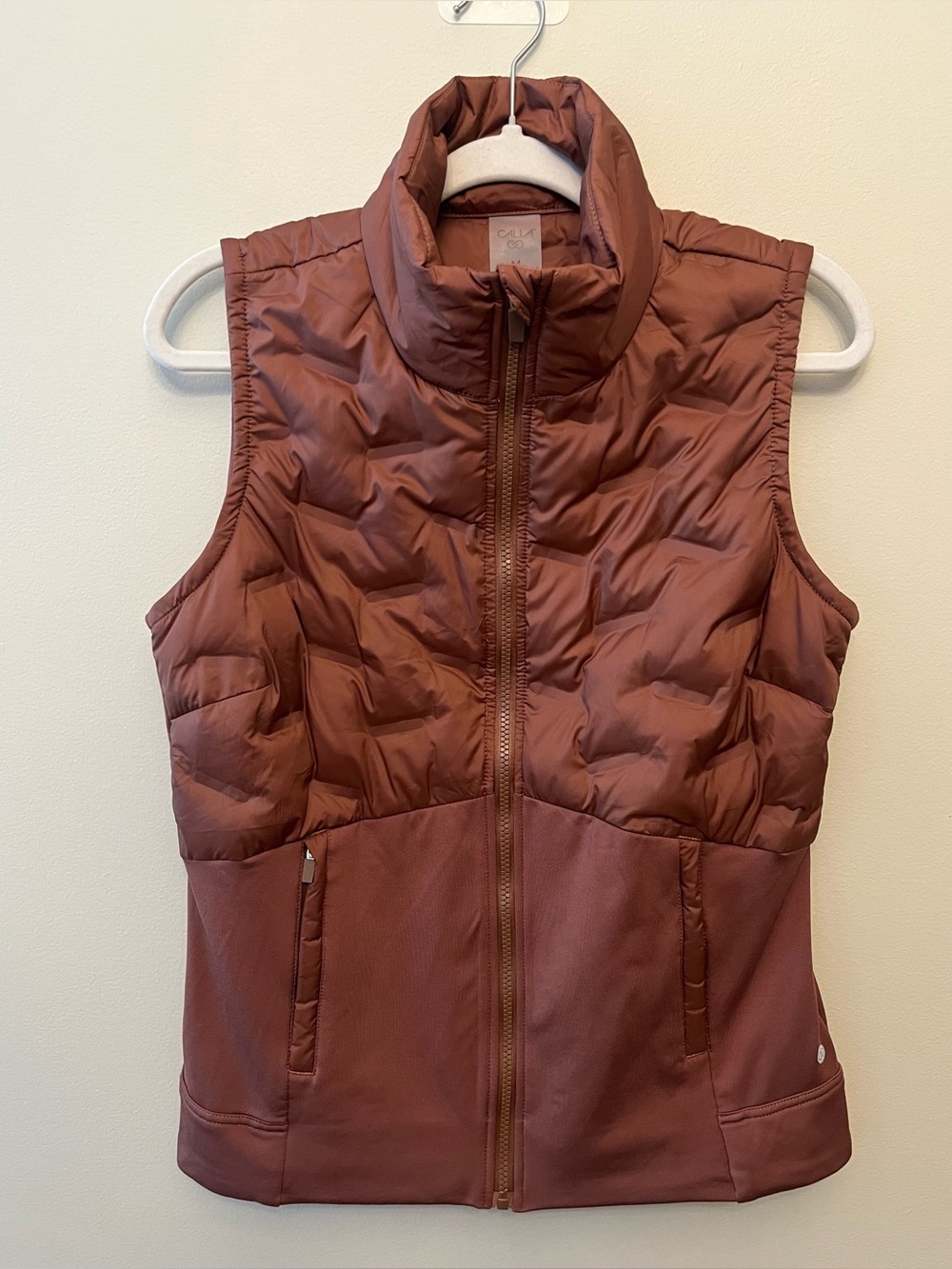 Calia Cold Dash Run Quilted Vest Women's Size Medium Brown Athleisure Outdoor